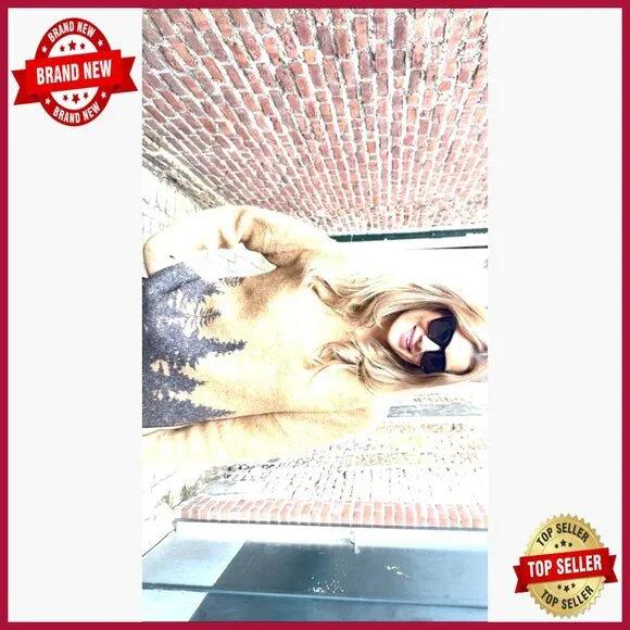 Wool Blend Fair Isle Crewneck Sweater Relaxed Fit Long Sleeve Pullover - Picture 3 of 5